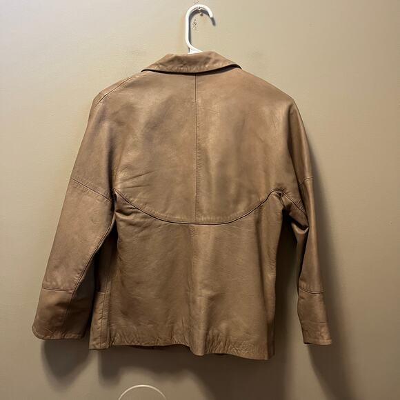 Vince Fitted Leather Blazer‎ Size Medium Tan - Picture 5 of 6